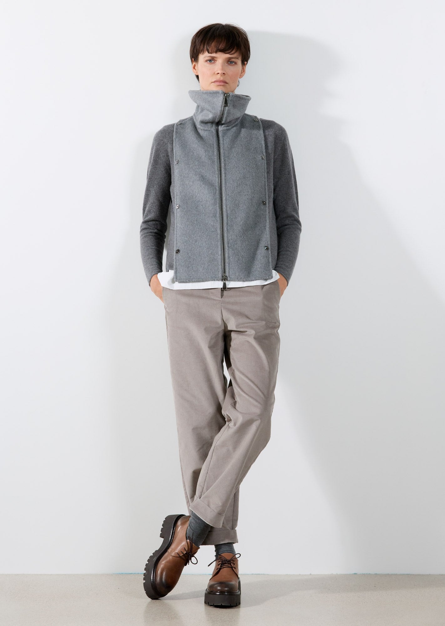 Rialto48 Double Layer Wool Coat in Anthracite