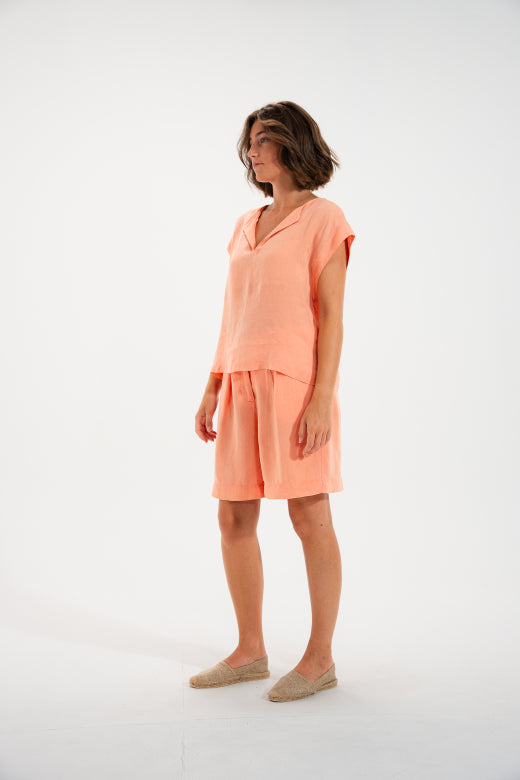 Mat de Misaine V Neck Short Sleeve Shirt in Mint - SKULPT Dublin