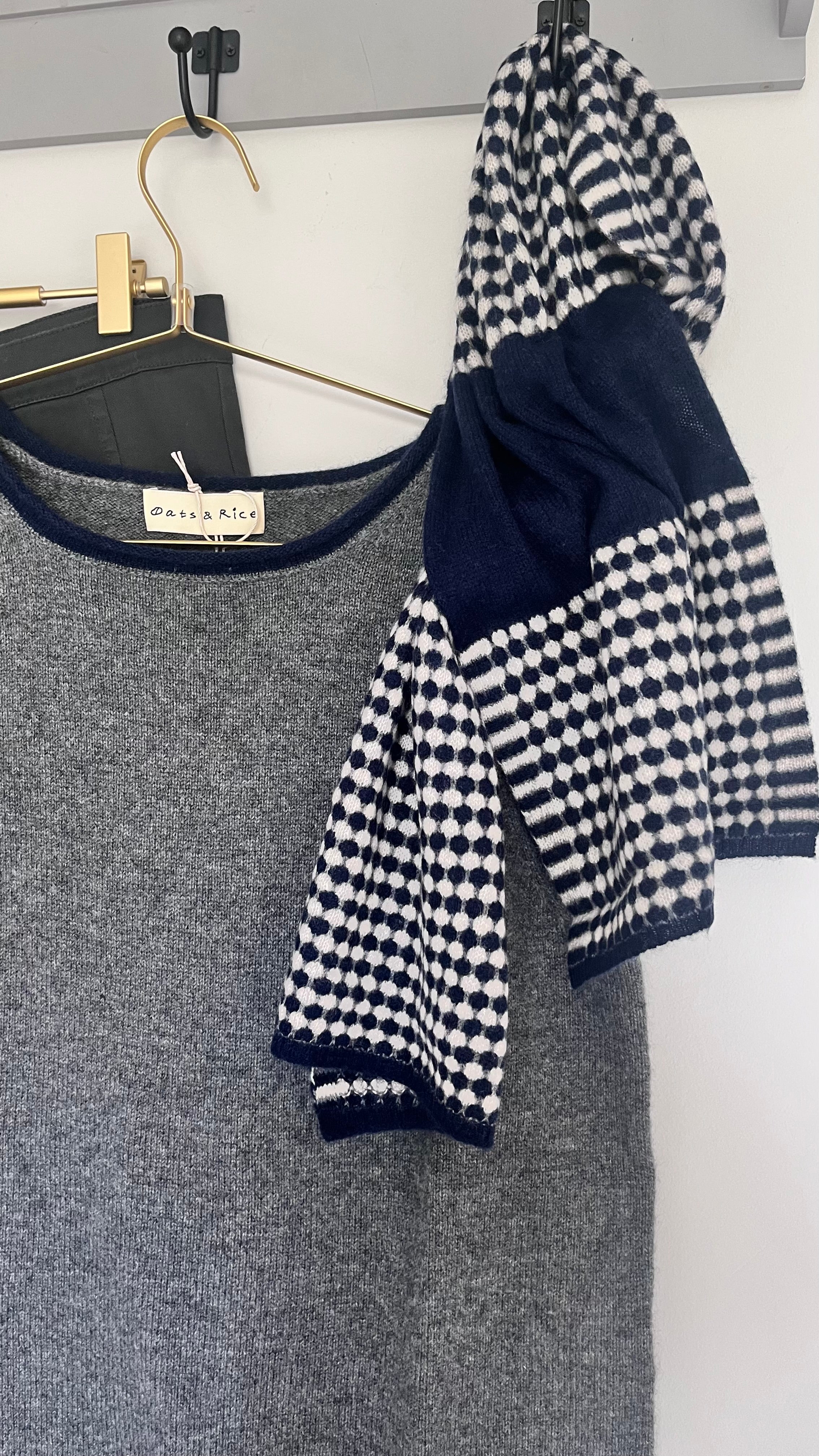 Oats & Rice Keyhole Scarf in Navy - SKULPT Dublin