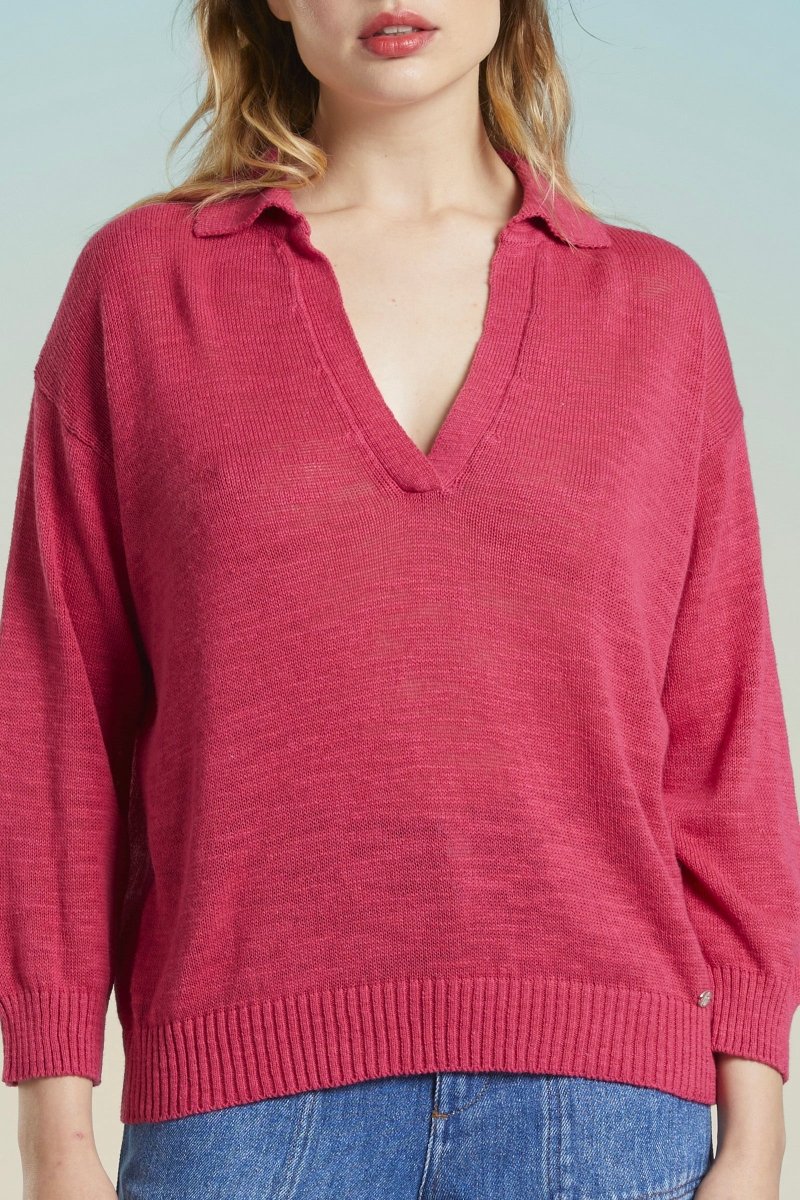 Mat de Misaine V Neck Jumper Peony - SKULPT Dublin
