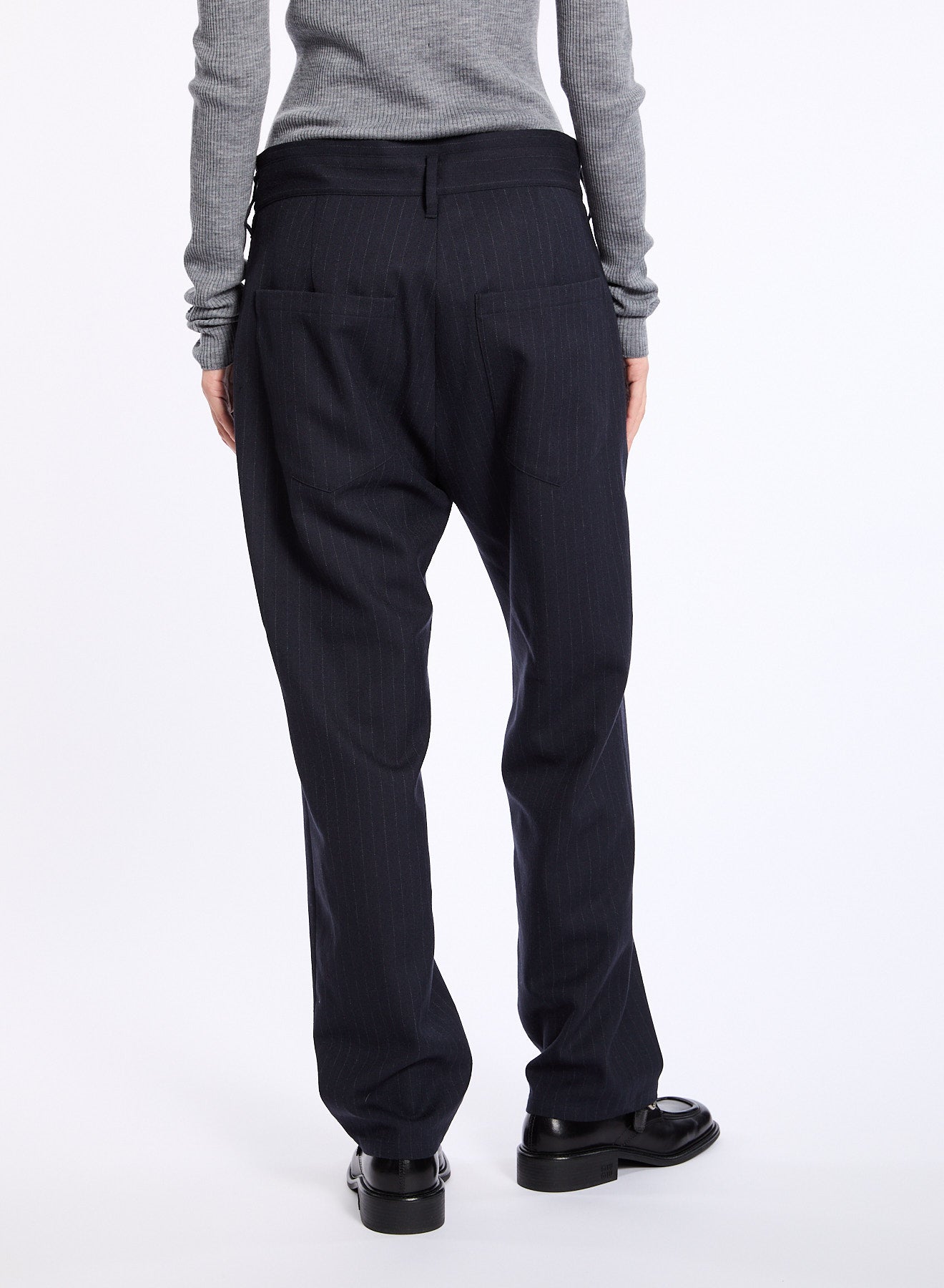 Lis Lareida Linda Trousers in Navy Pinstripe - SKULPT Dublin
