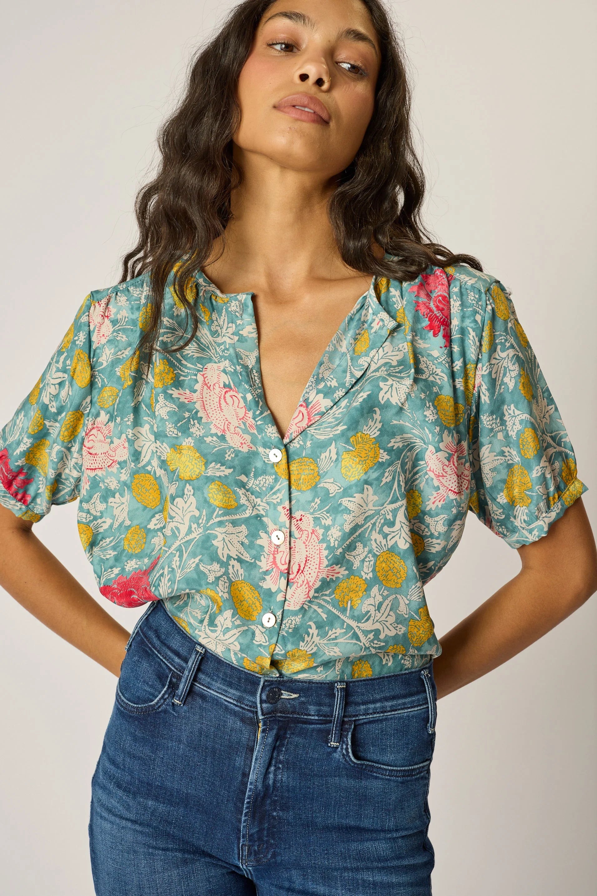 Natalie Martin Short Sleeve Shirt in Lehua Sea - SKULPT Dublin
