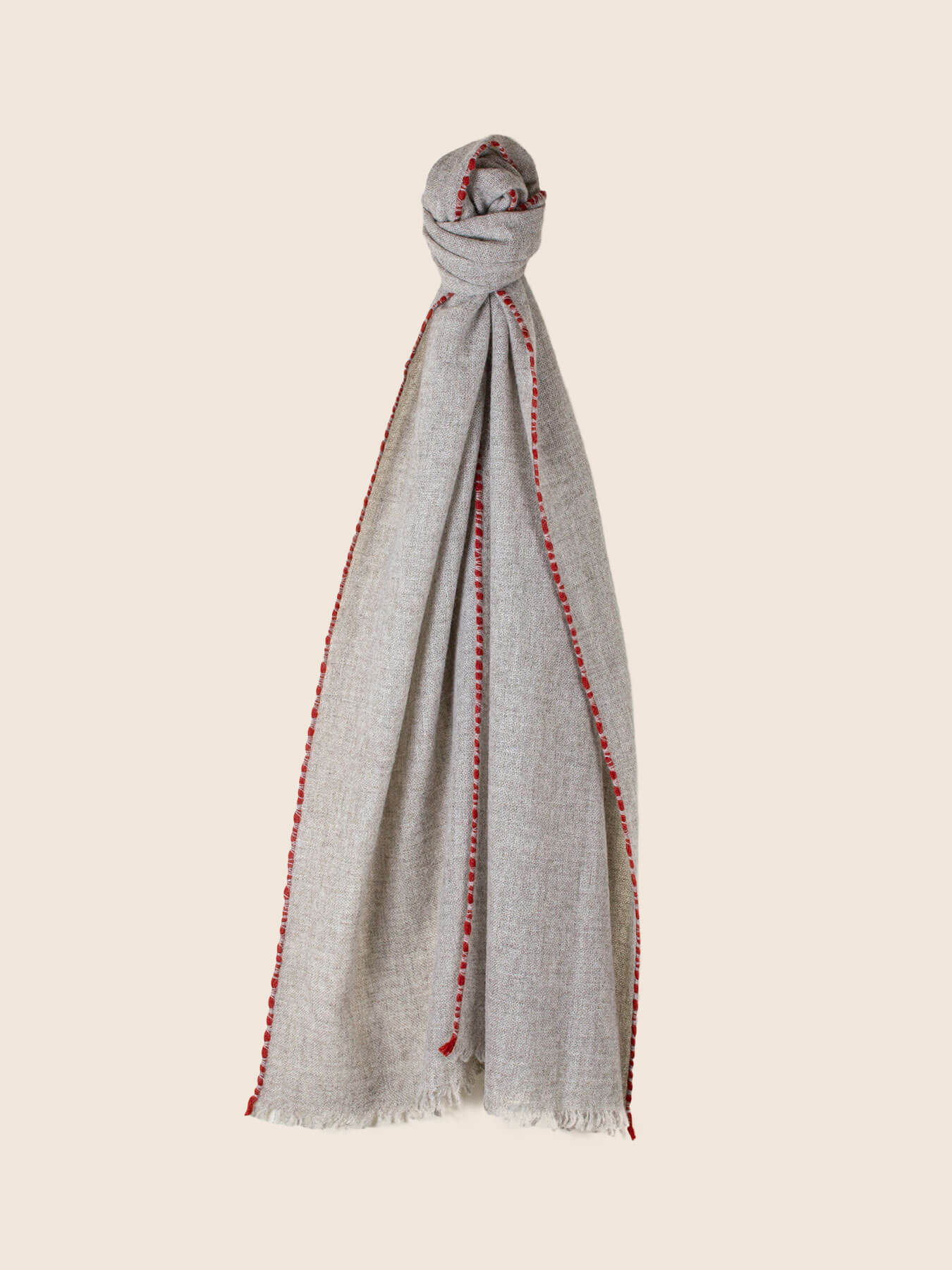 Oats & Rice Weaved Scarf in Grey Rust Trim - SKULPT Dublin