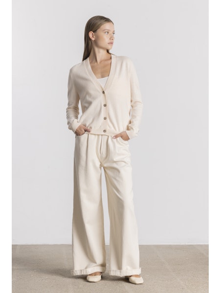 Allude V Neck Cardigan in Natural - SKULPT Dublin