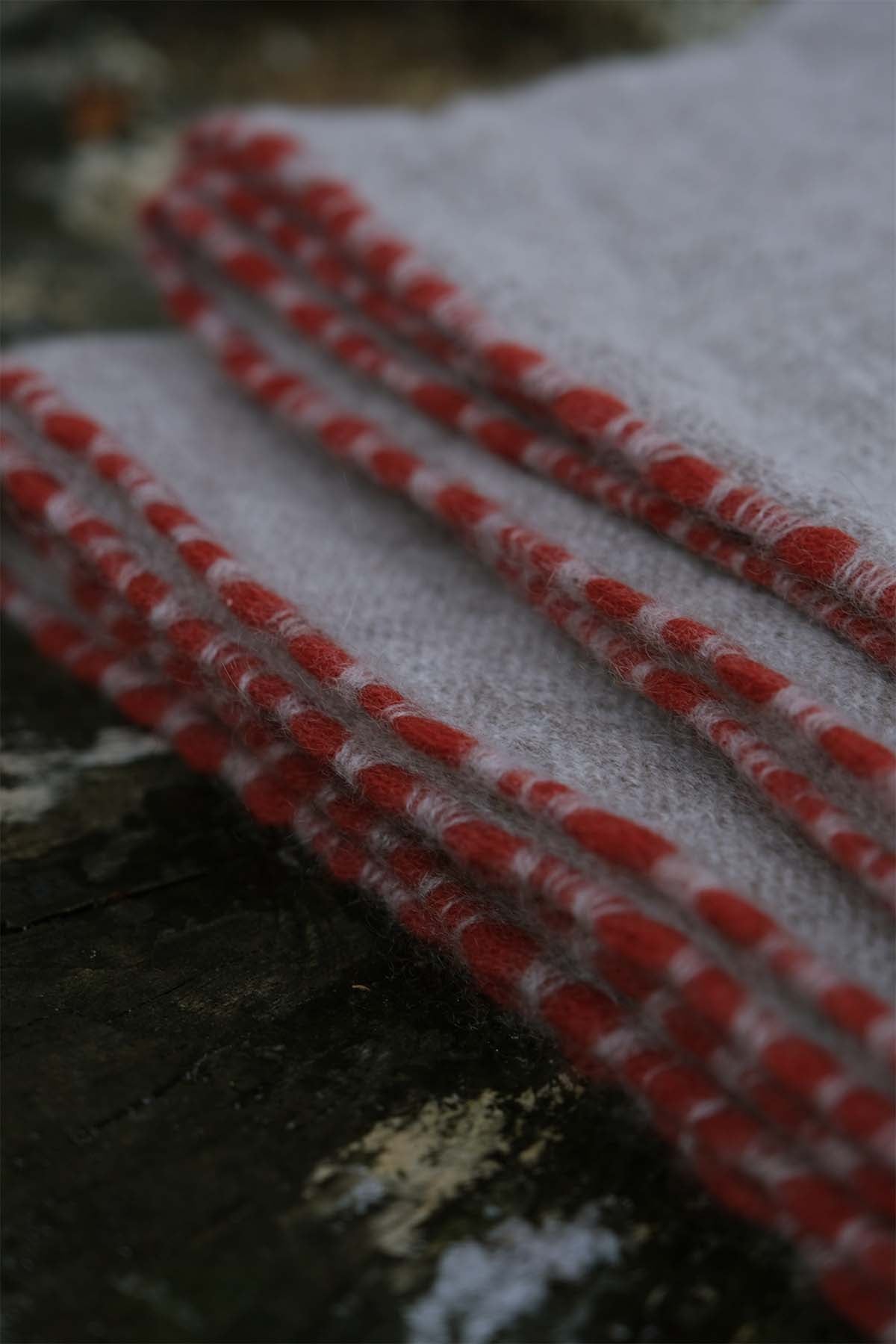 Oats & Rice Weaved Scarf in Grey Rust Trim - SKULPT Dublin