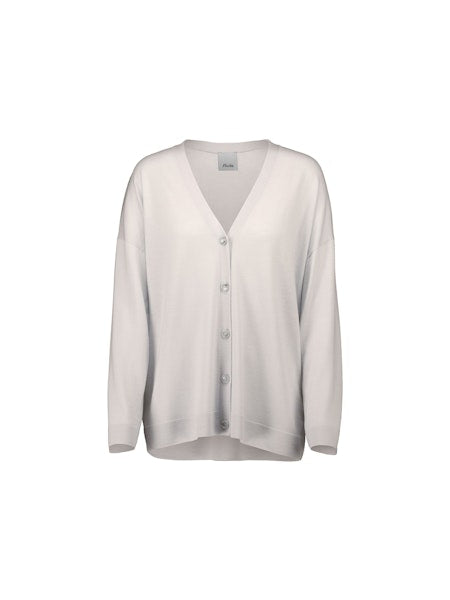 Allude Long V Neck Cardigan in Natural - SKULPT Dublin