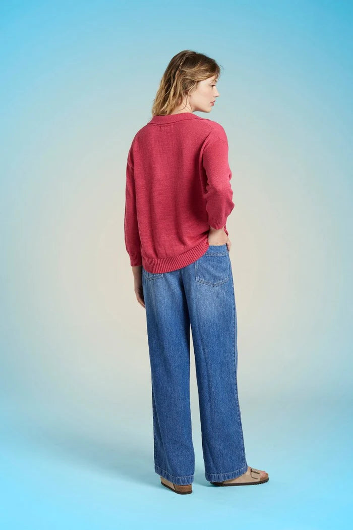 Mat de Misaine V Neck Jumper Peony - SKULPT Dublin