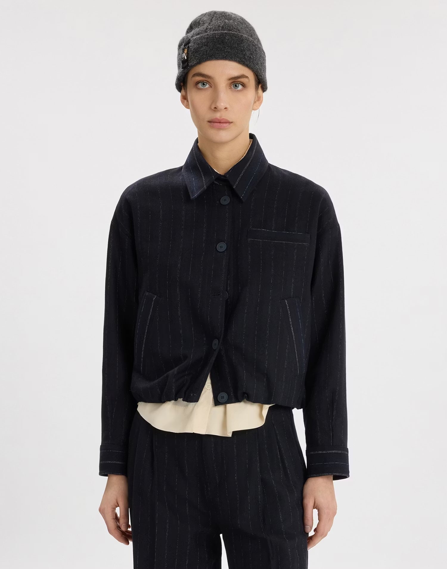 HIGH Everyday Couture Clinch Jacket in Navy - SKULPT Dublin