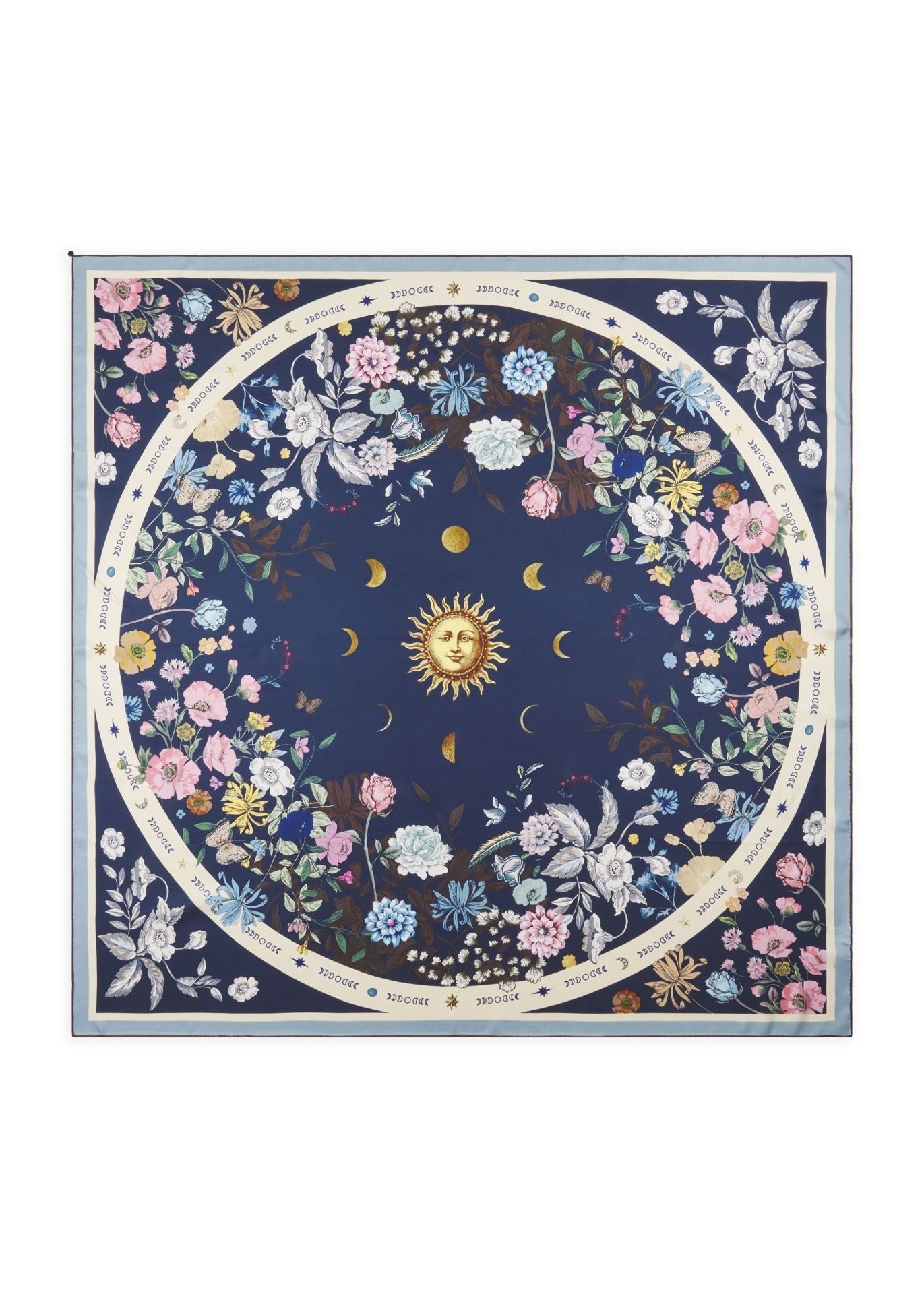 Codello Silk Scarf Autumn Flowers in Blue