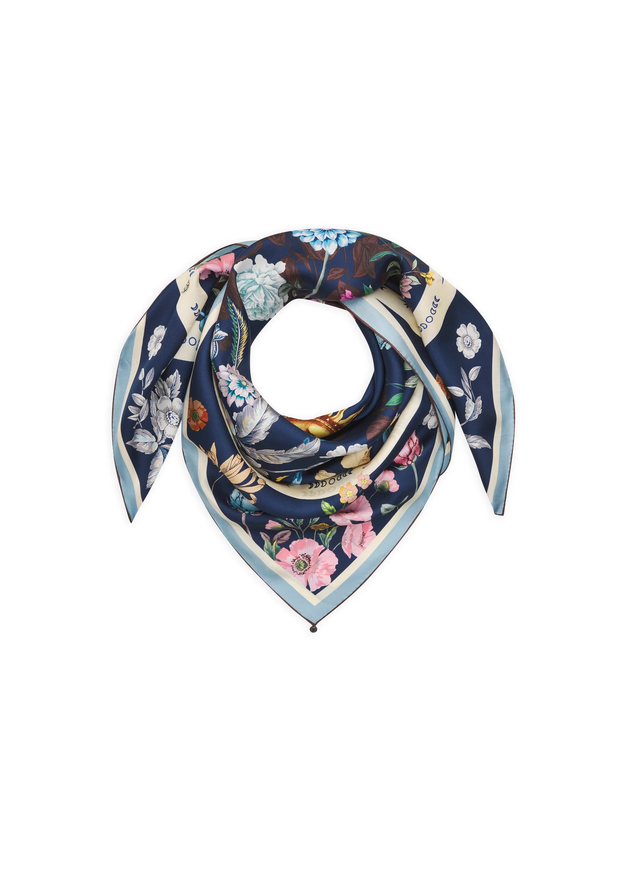 Codello Silk Scarf Autumn Flowers in Blue