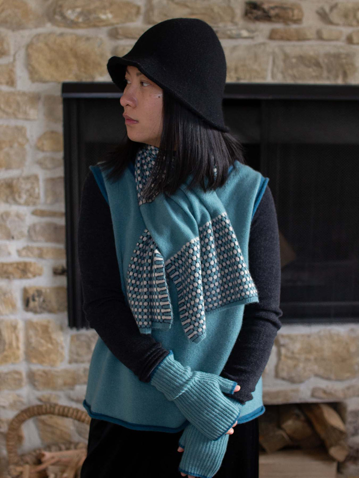 Oats & Rice Keyhole Scarf in Turquoise - SKULPT Dublin