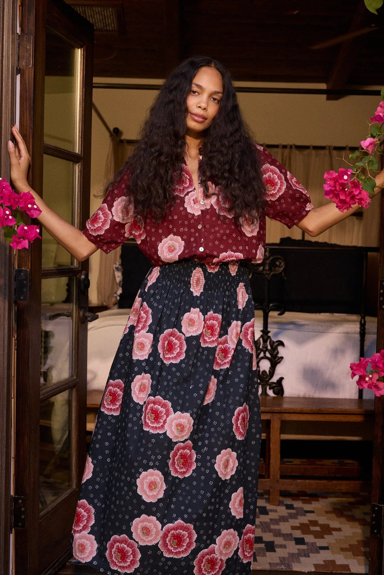 Natalie Martin Short Sleeve Shirt in Poppy Cherry - SKULPT Dublin