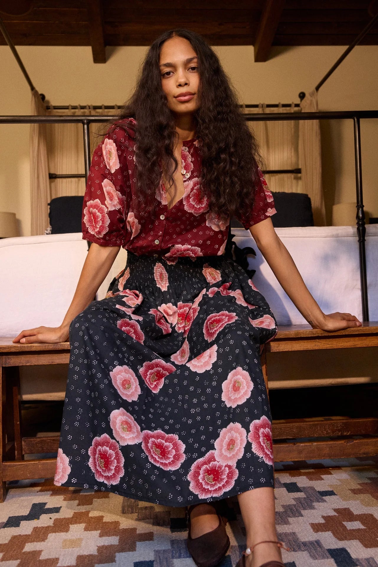 Natalie Martin Short Sleeve Shirt in Poppy Cherry - SKULPT Dublin