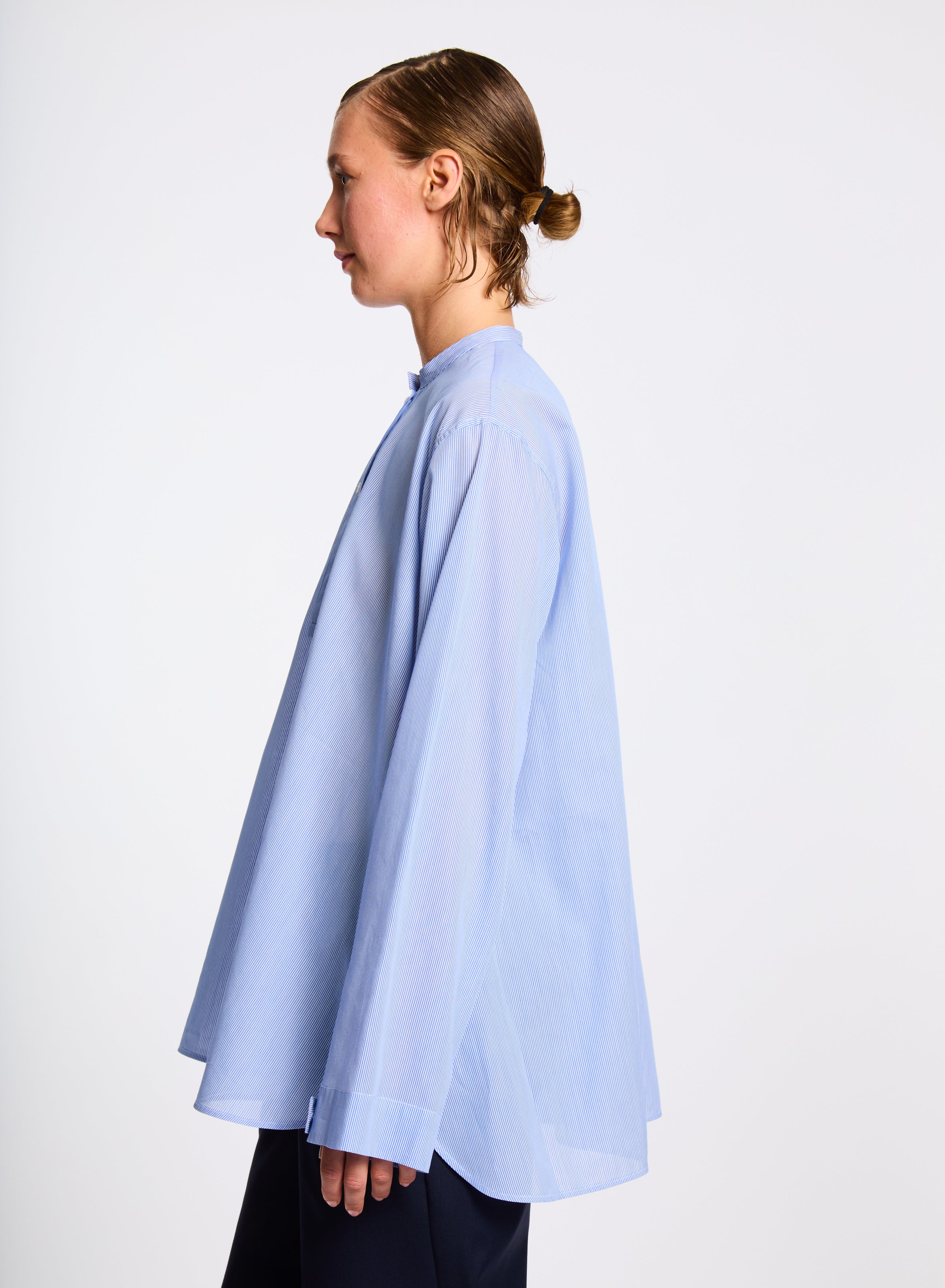 Lis Lareida Dorena Shirt in Fine Blue Stripe - SKULPT Dublin