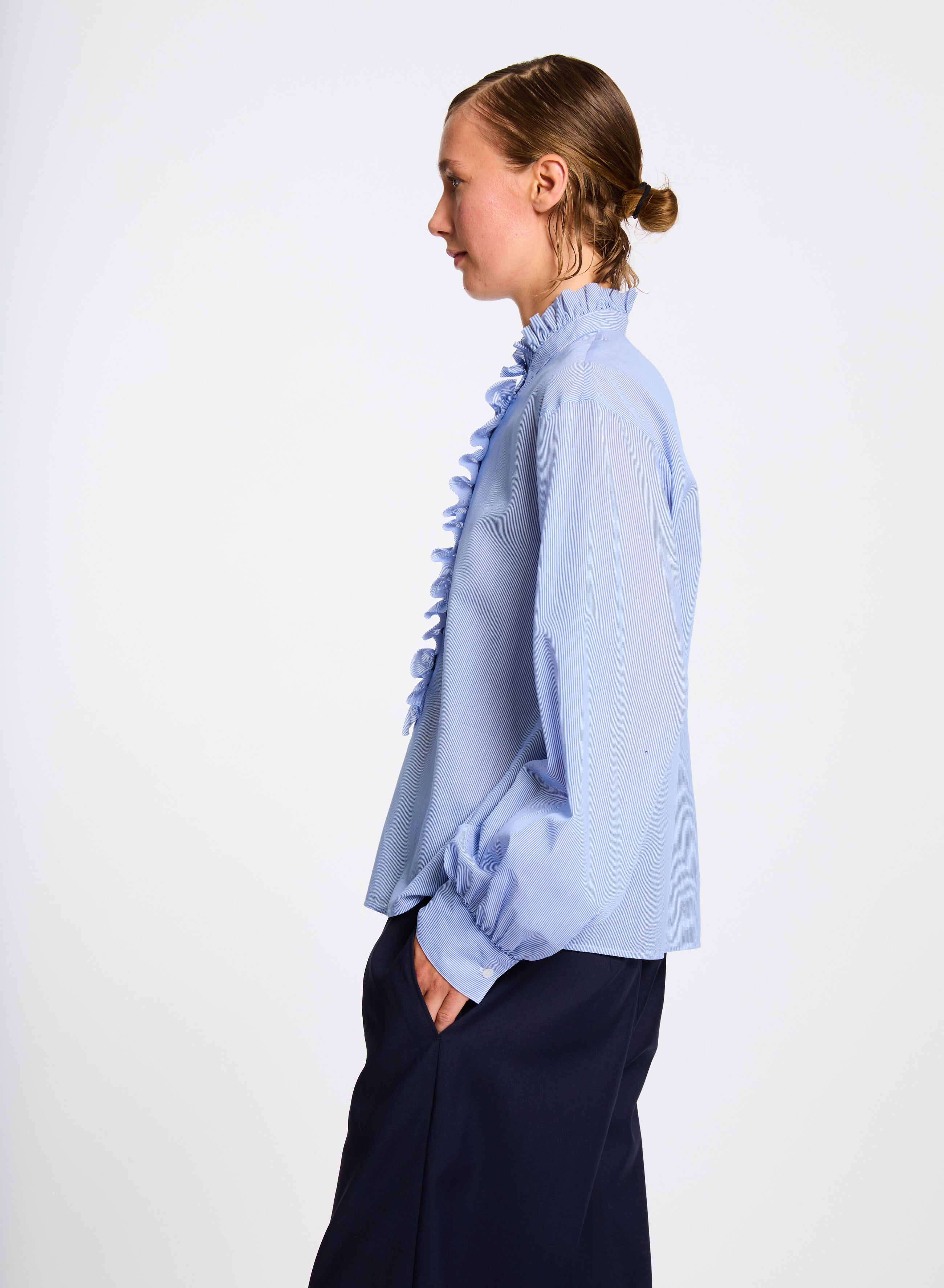 Lis Lareida Dorothy Shirt in Fine Blue Stripe - SKULPT Dublin