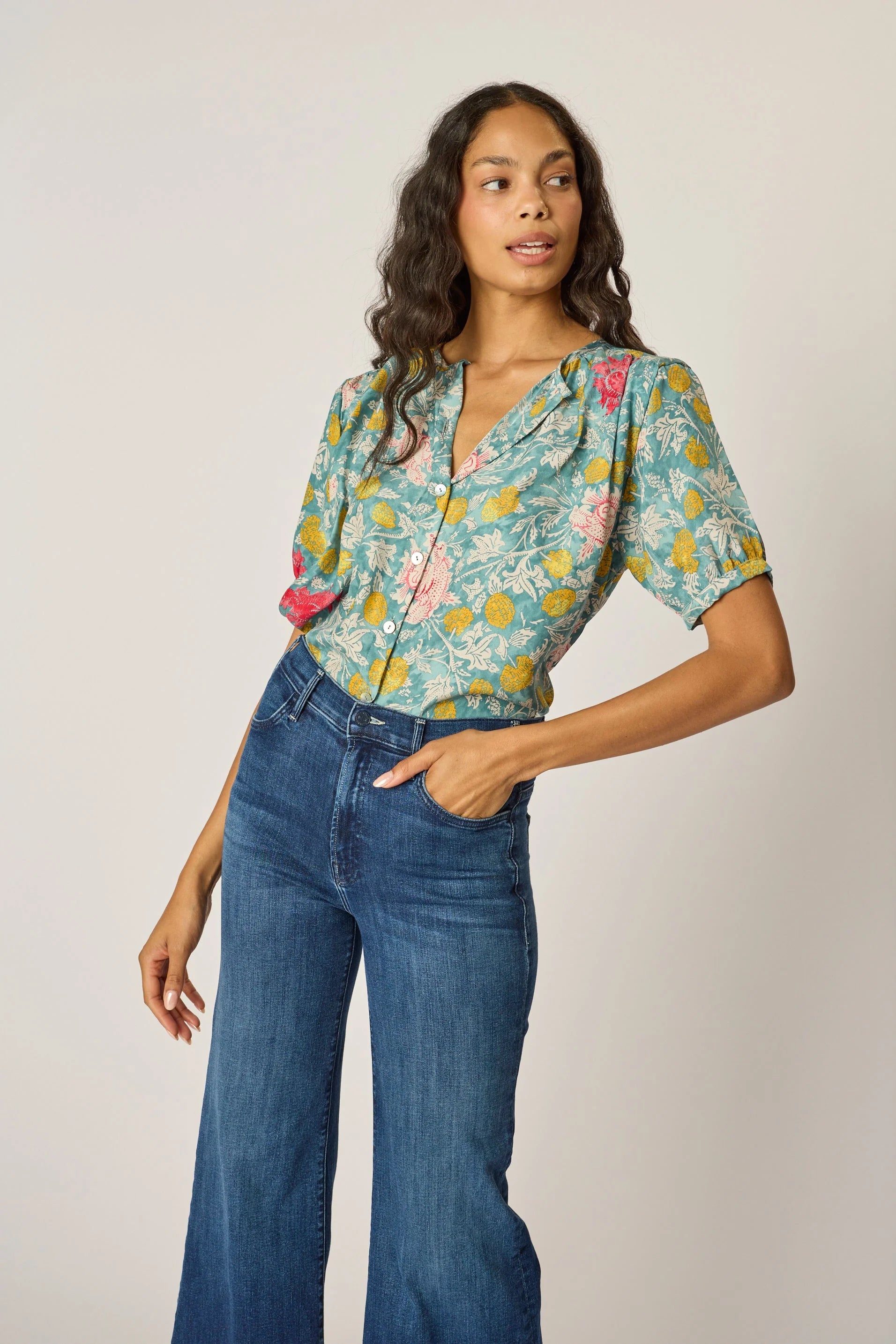 Natalie Martin Short Sleeve Shirt in Lehua Sea - SKULPT Dublin