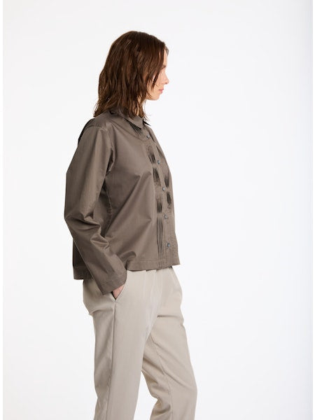 Lis Lareida Pintuck Shirt in Burnt Olive - SKULPT Dublin