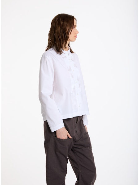 Lis Lareida Pin Tuck Shirt in Pure White - SKULPT Dublin