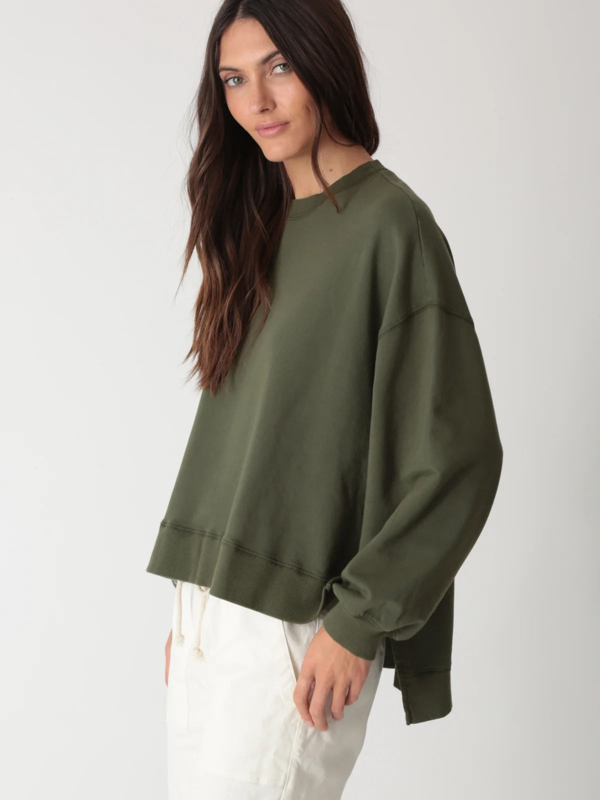 Electric and Rose Oversized Sweatshirt in Khaki - SKULPT Dublin