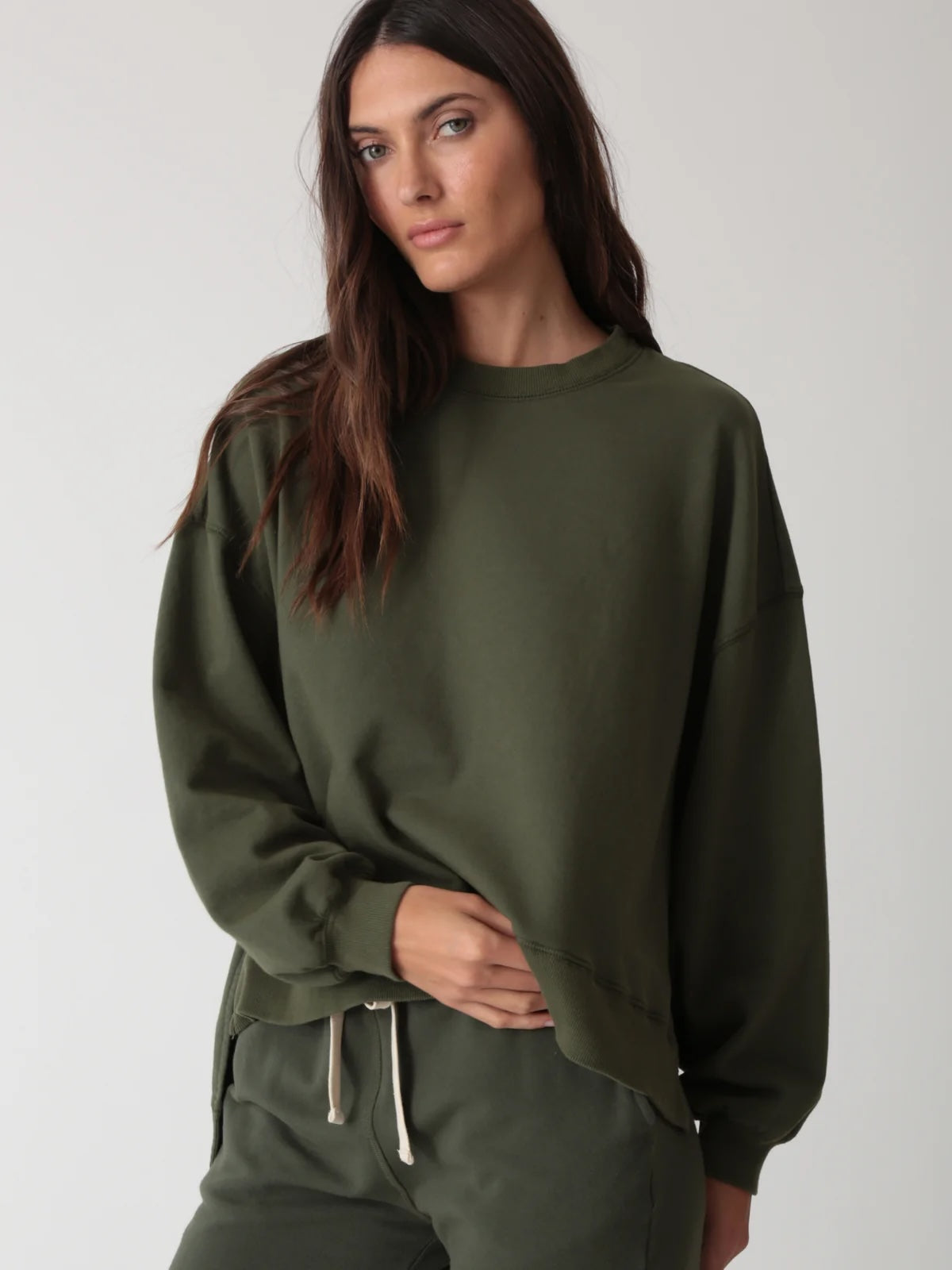 Electric and Rose Oversized Sweatshirt in Khaki - SKULPT Dublin