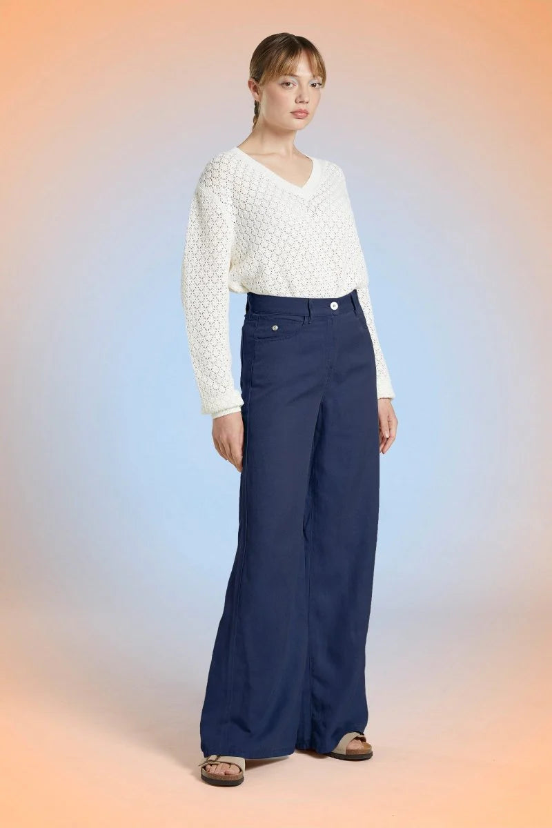 Mat de Misaine Straight Leg Trousers in Indigo - SKULPT Dublin