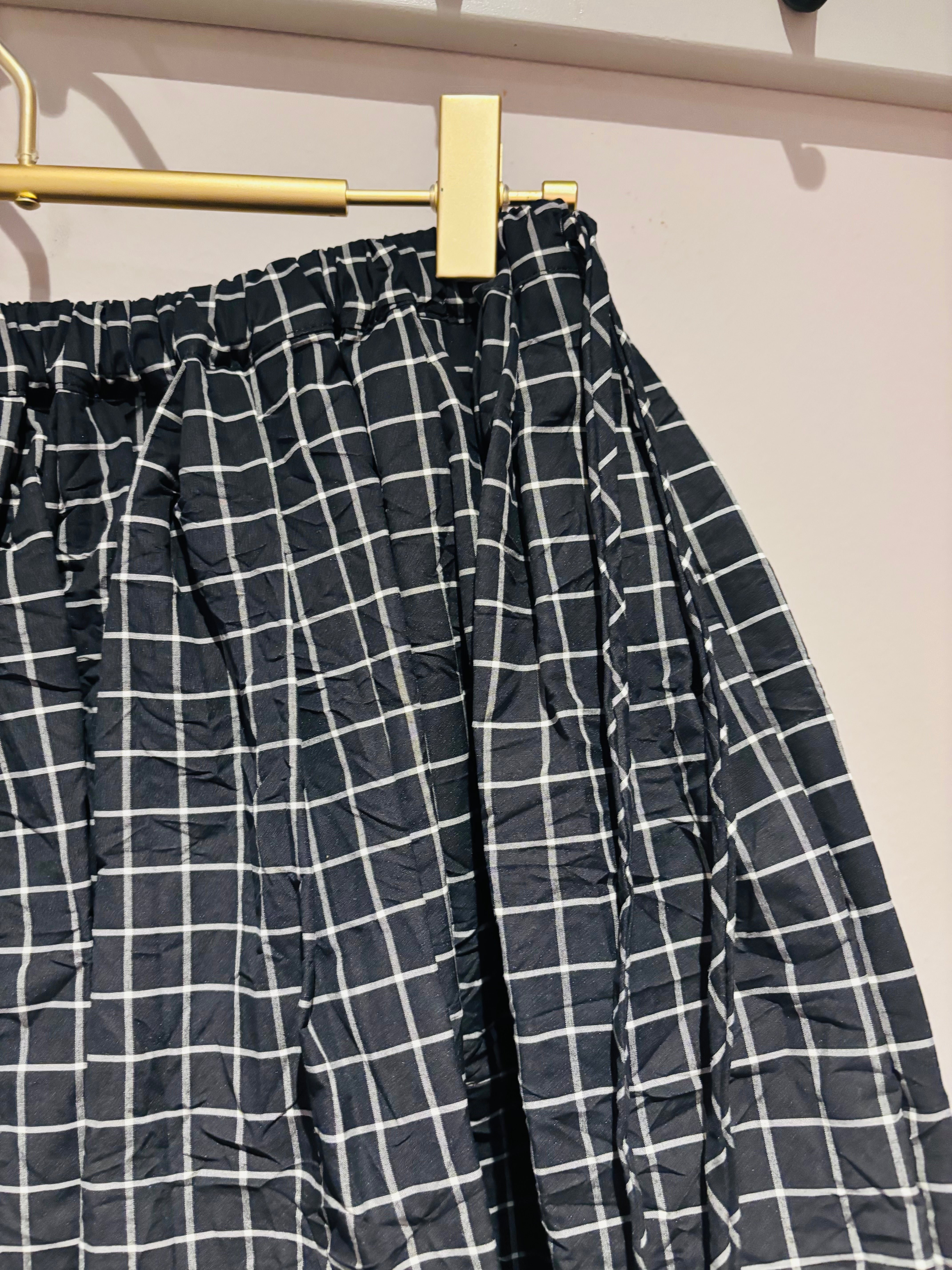 ApuntoB Skirt in Vintage Black and Ecru Check - SKULPT Dublin