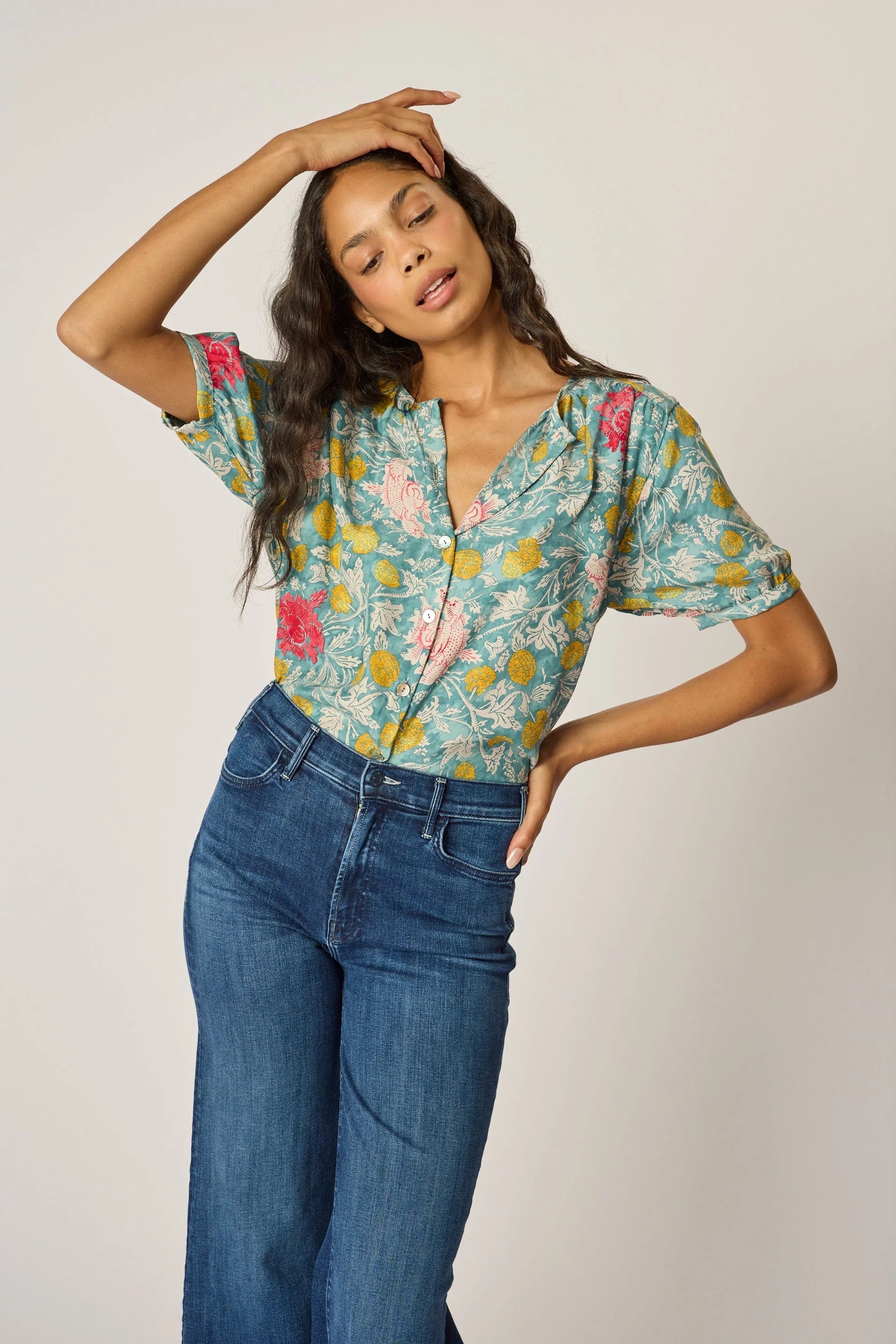Natalie Martin Short Sleeve Shirt in Lehua Sea - SKULPT Dublin
