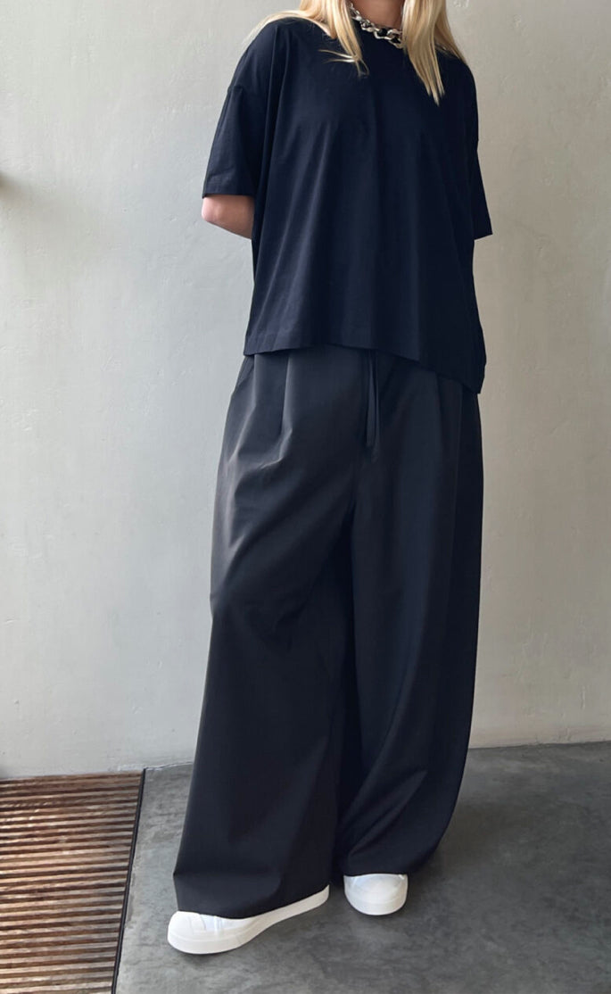 Sofie D'Hoore Wide Leg Charcoal Wool Trousers - SKULPT Dublin