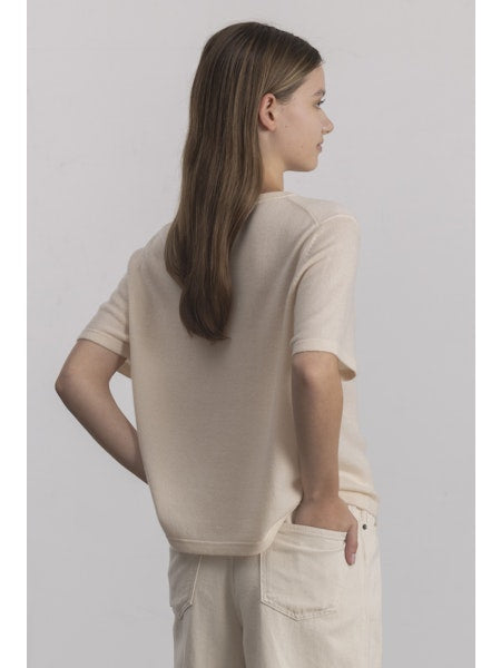 Allude Short Sleeve Cashmere Jumper in Navy - SKULPT Dublin
