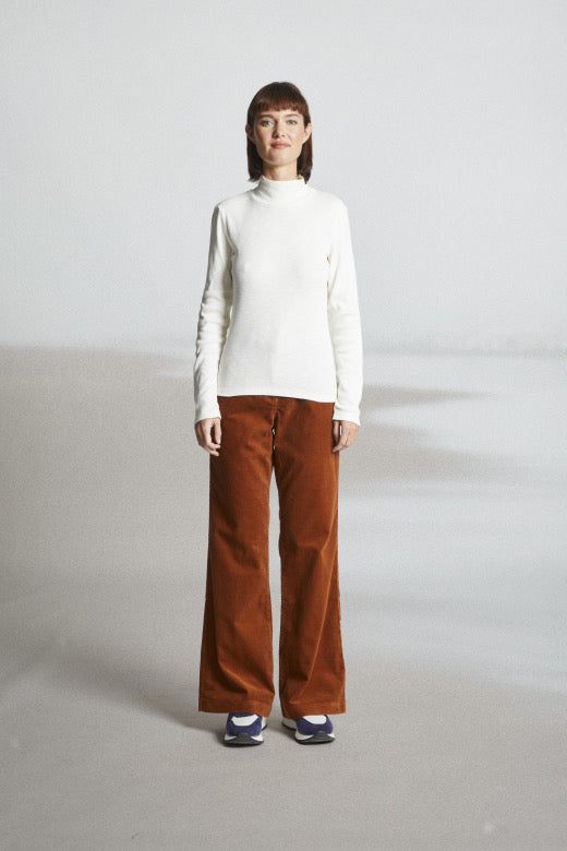 Mat De Misaine Long Sleeve Fine Cotton Poloneck in Cream - SKULPT Dublin