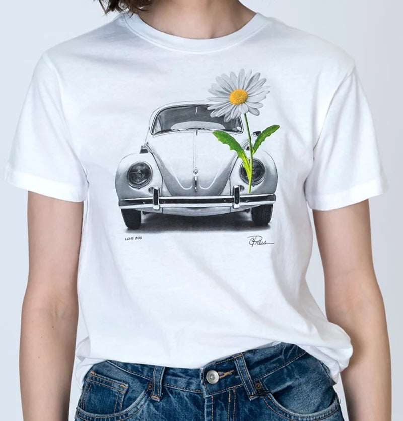 CPress Studio Love Bug Short Sleeve Tee in White - SKULPT Dublin
