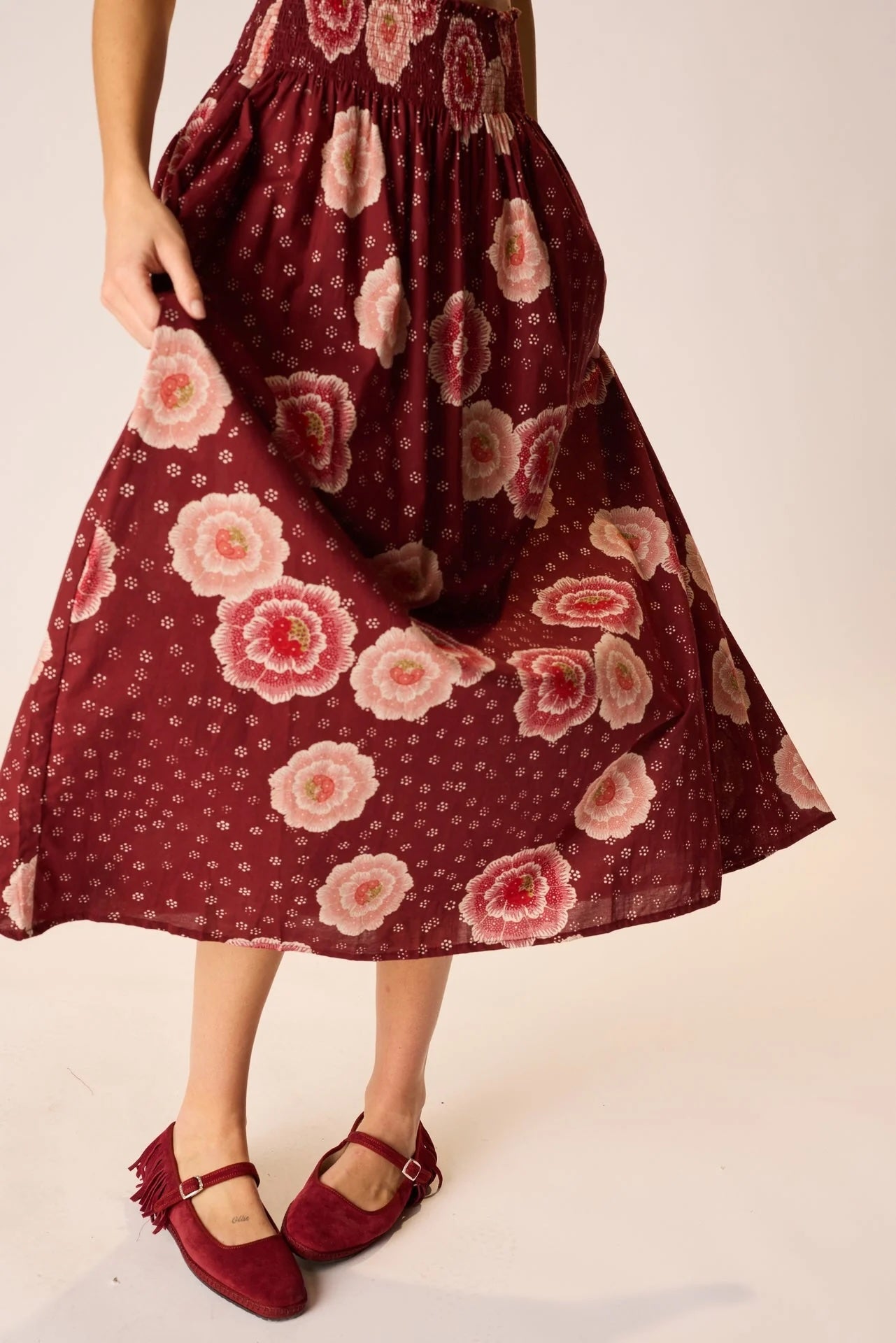 Natalie Martin Long Skirt in Poppy Cherry - SKULPT Dublin