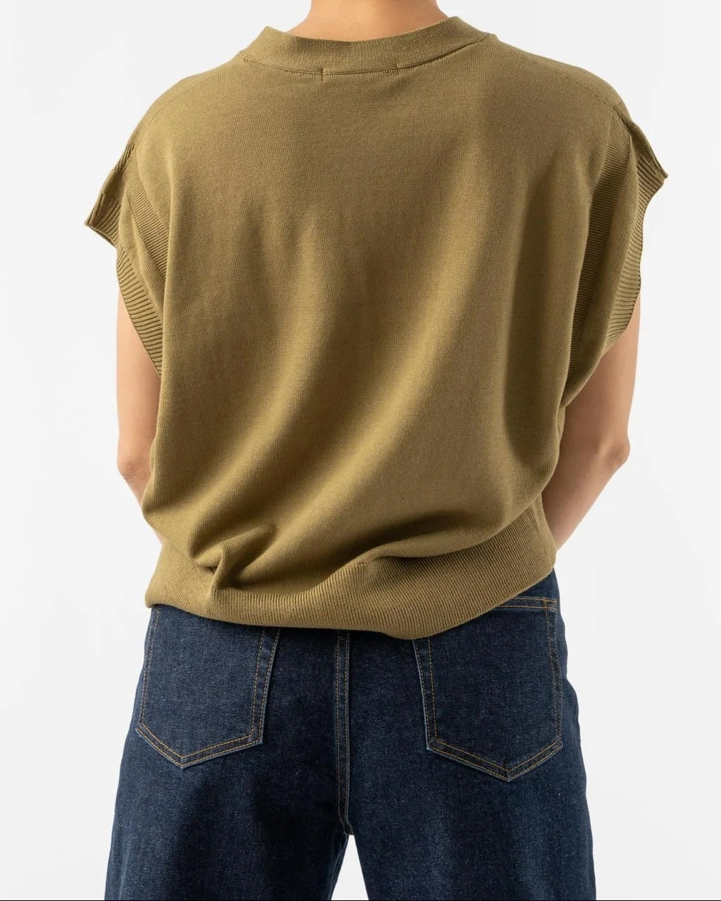 Nicholson Cropped Sleeveless Cardigan in Mustard