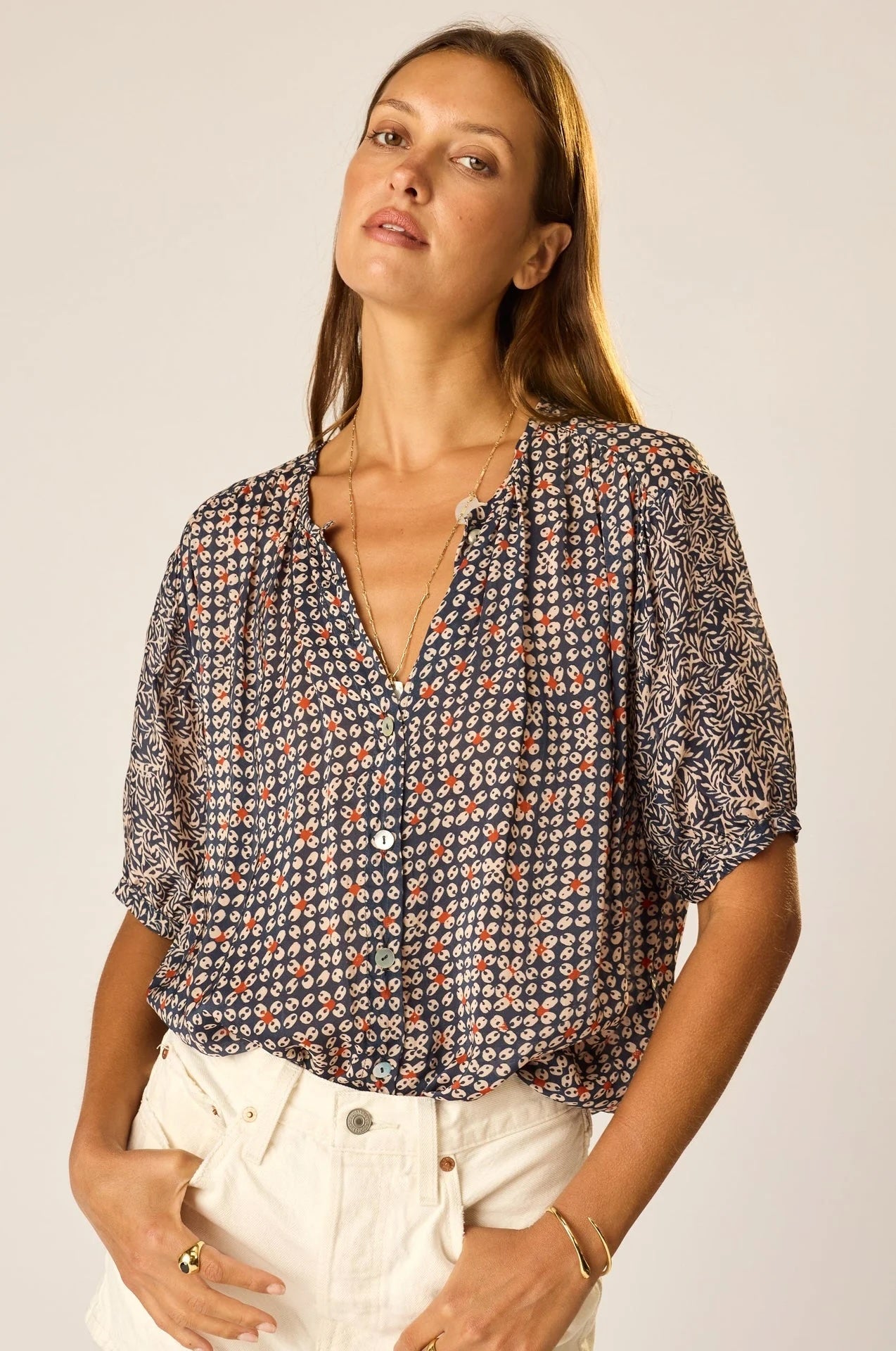 Natalie Martin Short Sleeve Shirt in Ink - SKULPT Dublin