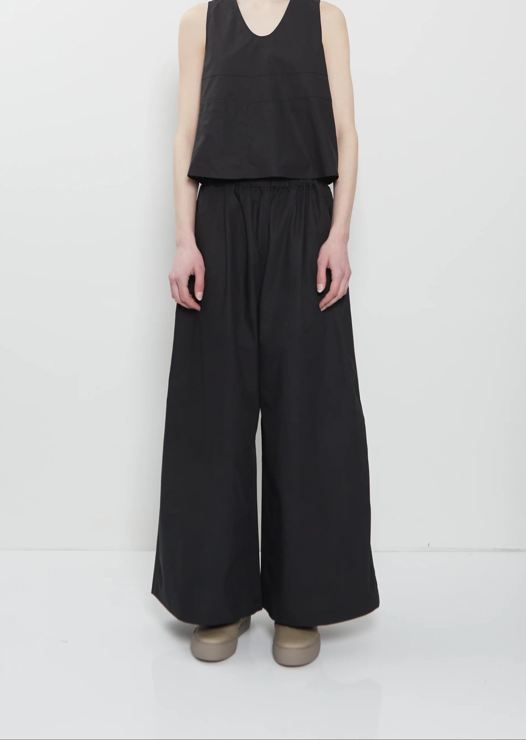 Sofie D'Hoore Wide Leg Cotton Trousers in Black - SKULPT Dublin