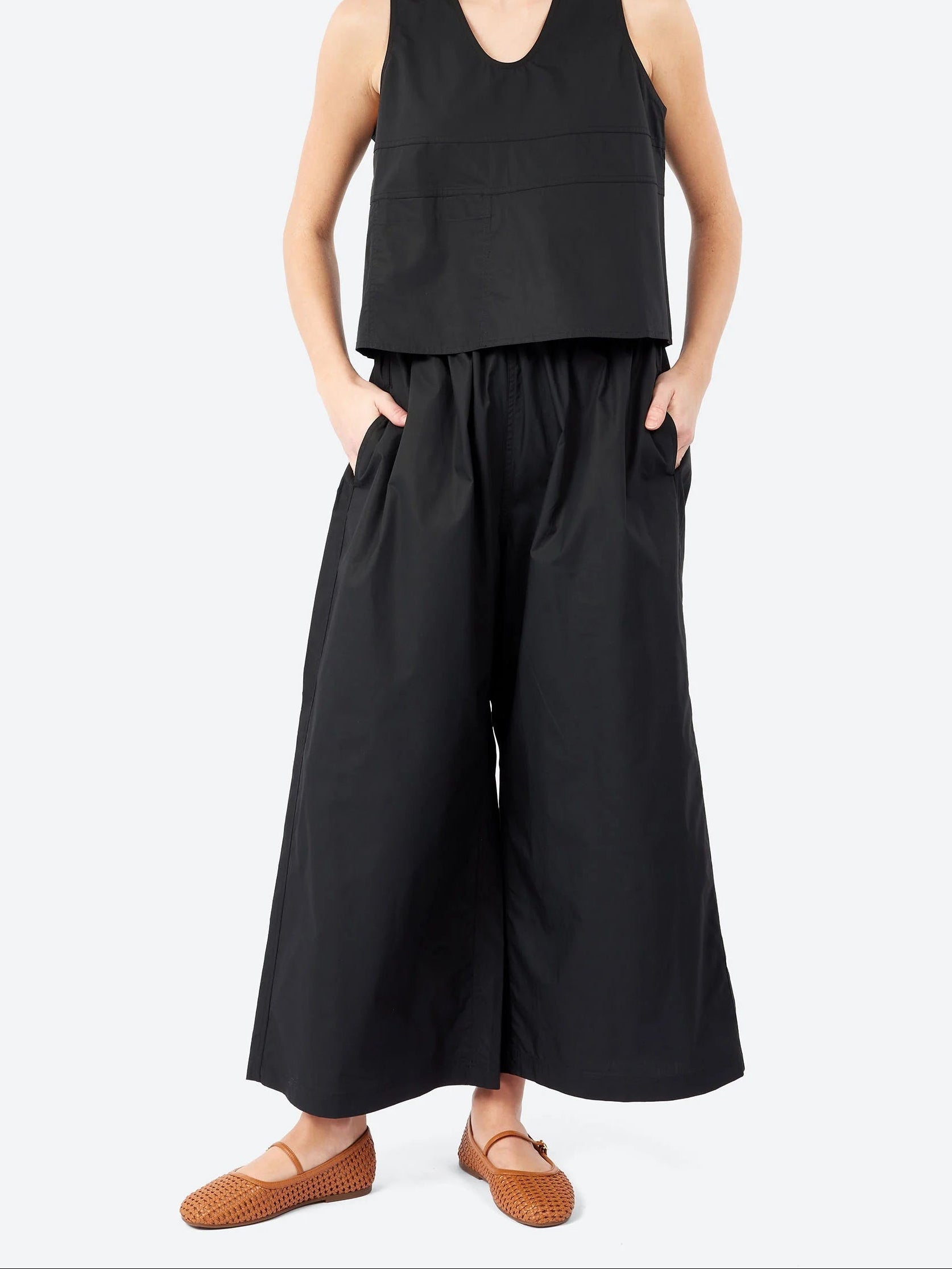 Sofie D'Hoore Wide Leg Cotton Trousers in Black - SKULPT Dublin