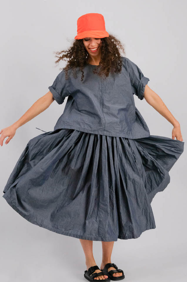 Manuelle Guibal Cotton Skirt in Denim - SKULPT Dublin