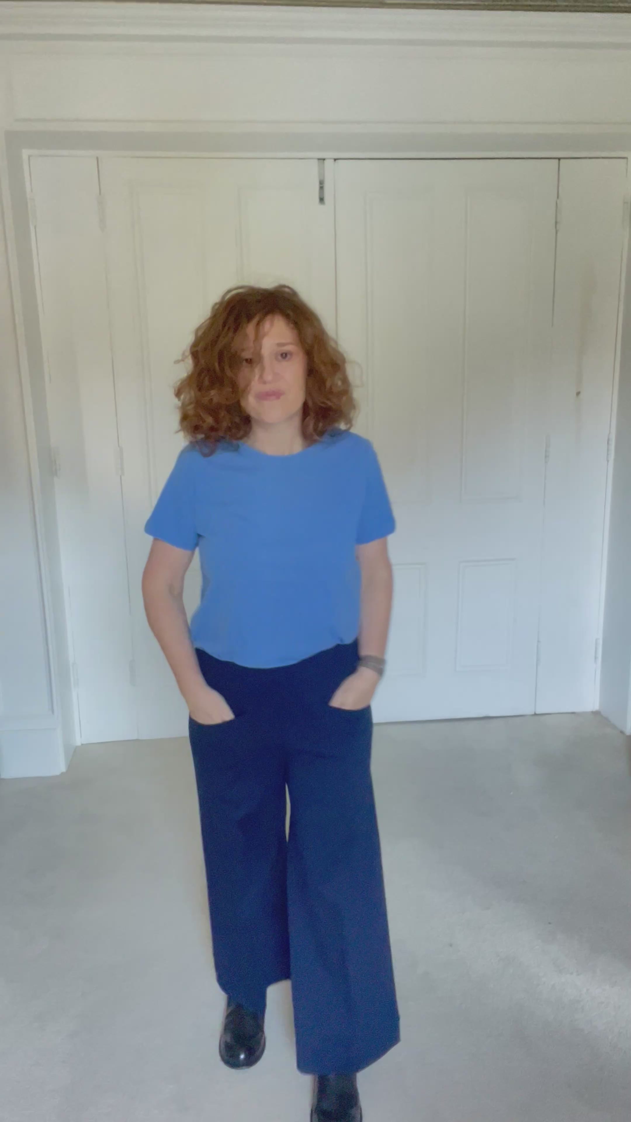 rialto48 Wide Leg Stretch Trousers in Navy - SKULPT Dublin