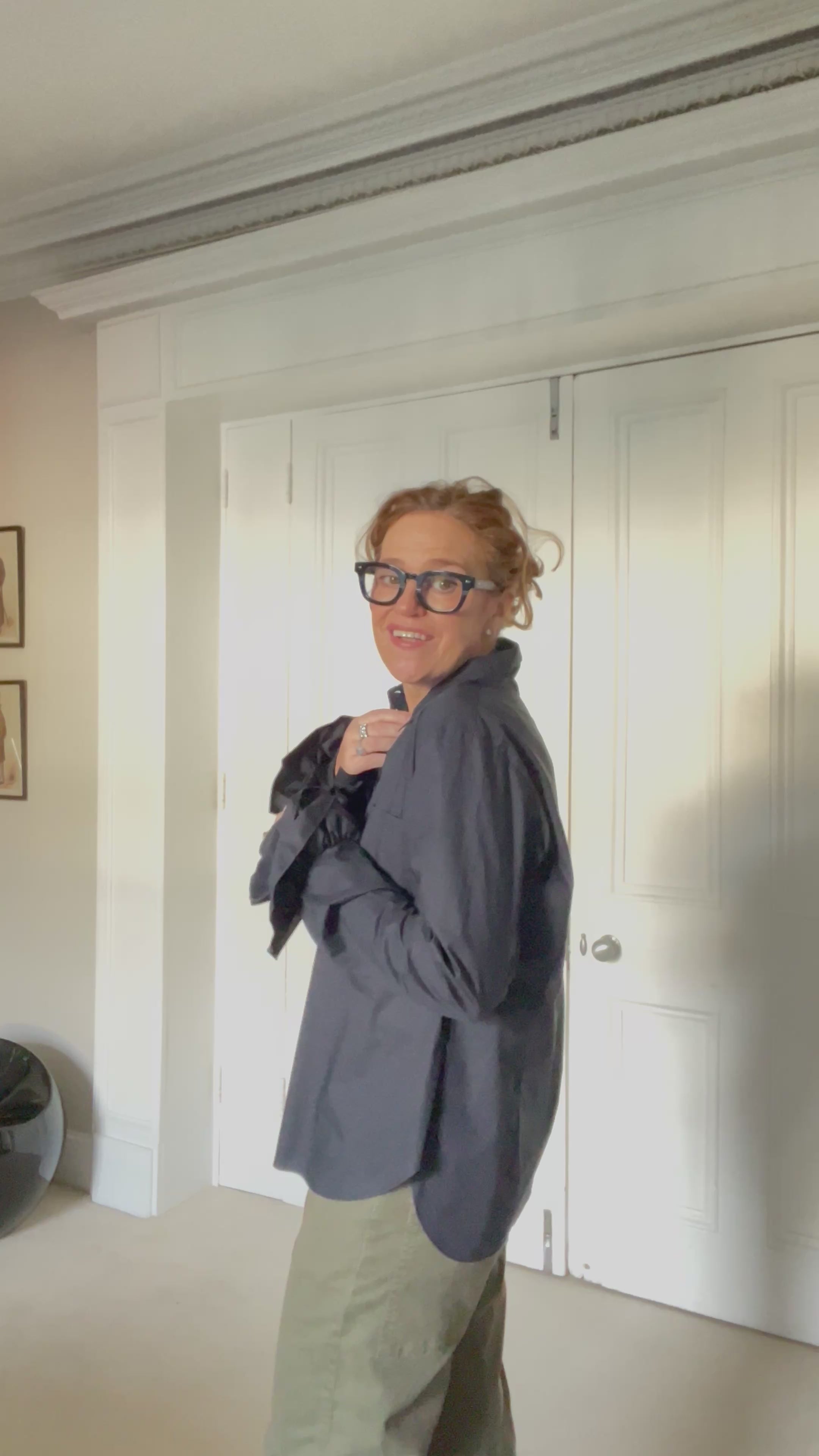 Susanne Bommer Frill Collar Shirt in Black - SKULPT Dublin