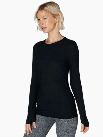Beyond Yoga Classic Long Sleeve Top in Darkest Night - SKULPT Dublin