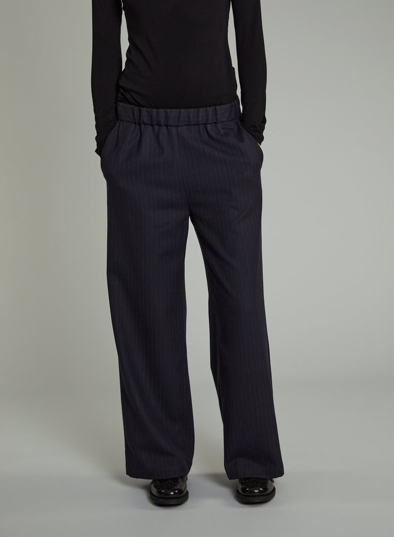 Lis Lareida Luke Trousers in Grey Pin Stripe - SKULPT Dublin