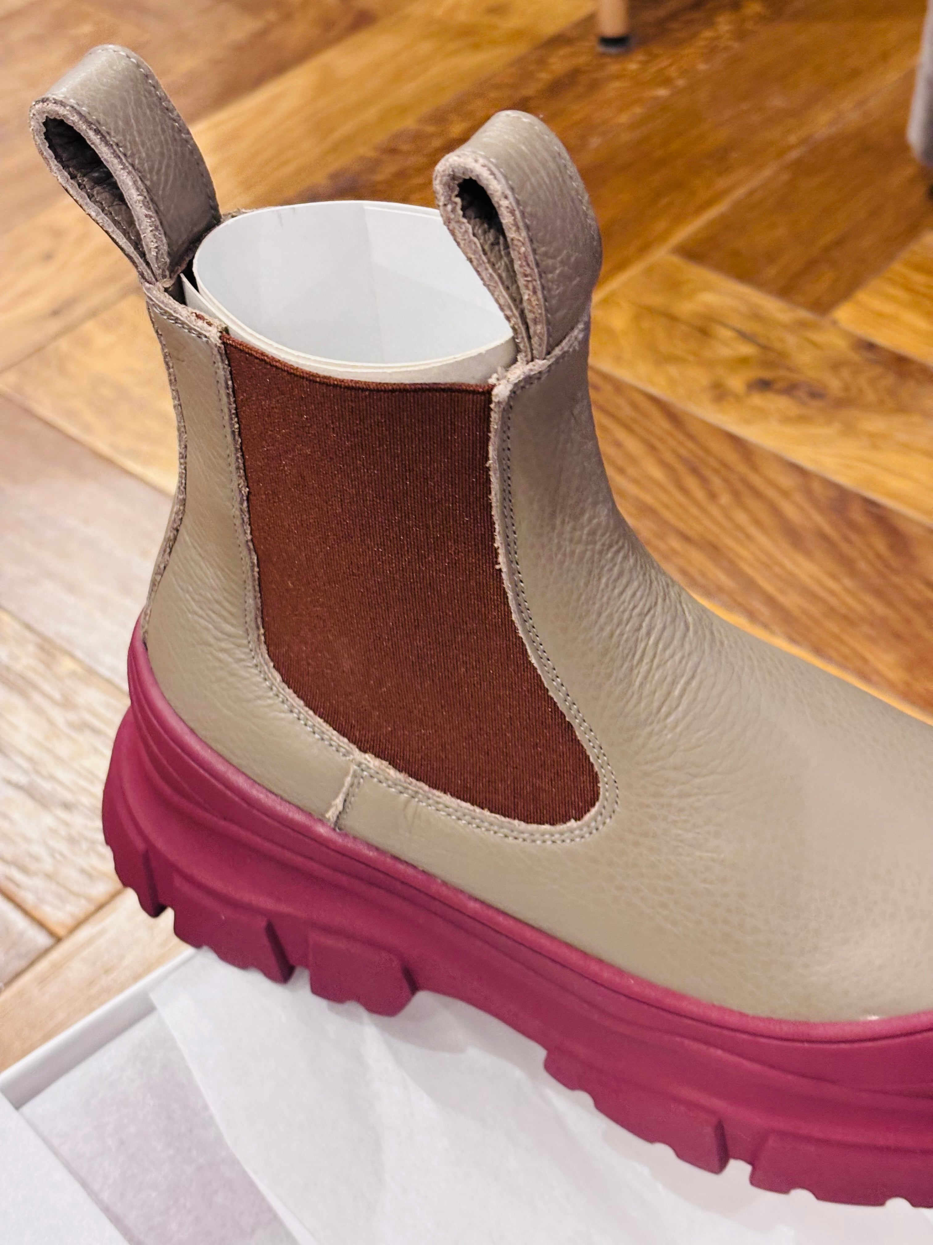 Sofie D'Hoore Chunky Outsole Leather Boot in Grey - SKULPT Dublin
