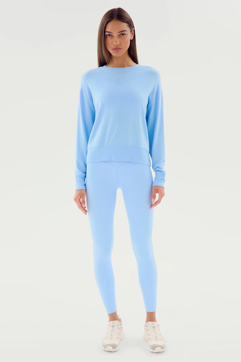 Splits59 Sonja Warm Up Long Sleeve Sweater in Sky - SKULPT Dublin