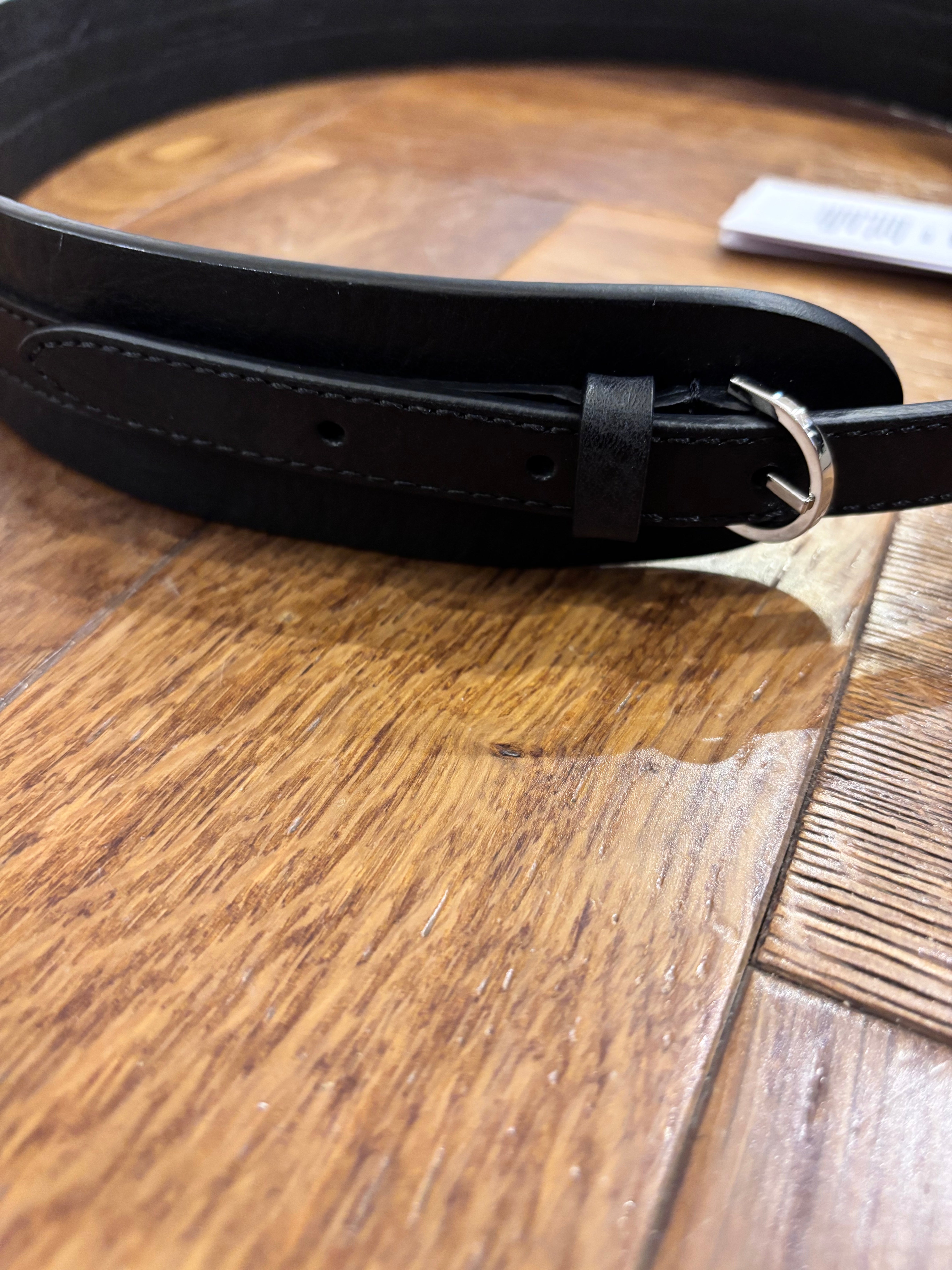 High Everyday Couture Double Closure Black Leather Belt - SKULPT Dublin