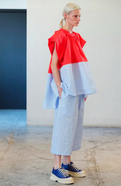 Sofie D'Hoore Barcelona Shirt in Waterfall Blue and Poppy - SKULPT Dublin