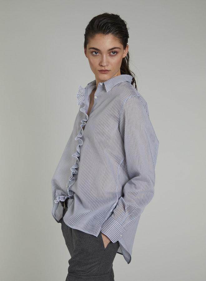 Lis Lareida Abbie Shirt in Night Blue Stripe - SKULPT Dublin