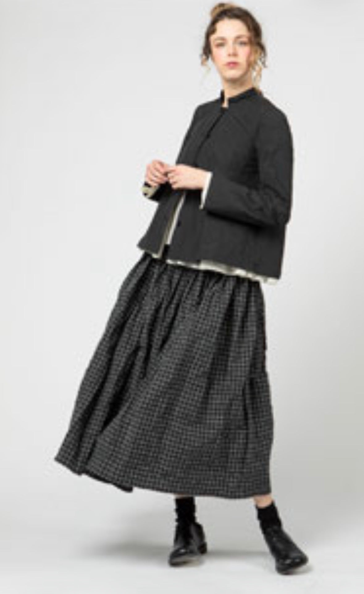 ApuntoB Skirt in Vintage Black and Ecru Check - SKULPT Dublin
