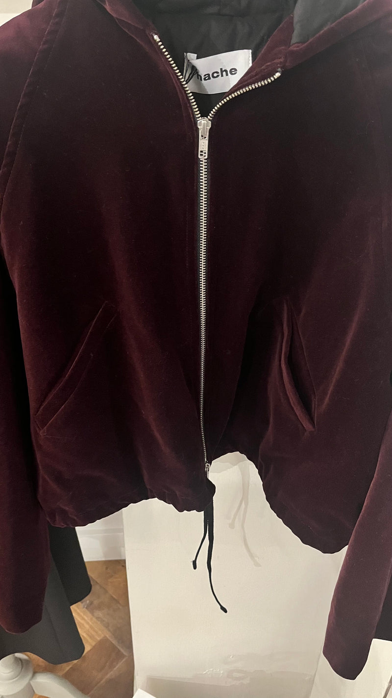 Hache Crop Park Velvet Jacket in Amarant - SKULPT Dublin