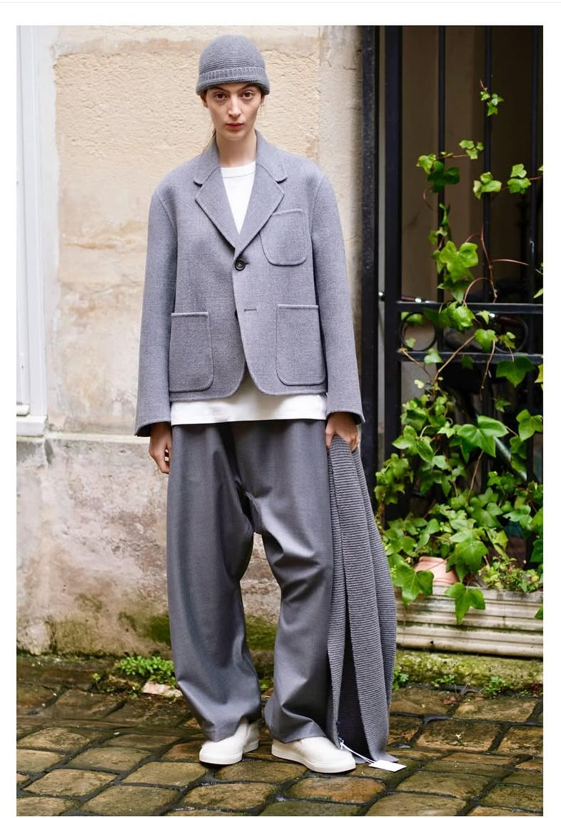 Sofie D'Hoore Straight Leg Wool Trousers in Grey - SKULPT Dublin