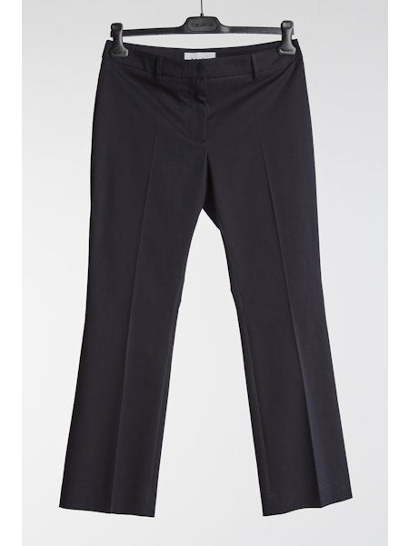 Hache Kick Flare Cotton Trousers in Navy - SKULPT Dublin